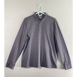 UNTUCKit Damaschino Diamond Birdseye Long Sleeve Polo Shirt Men's Brown